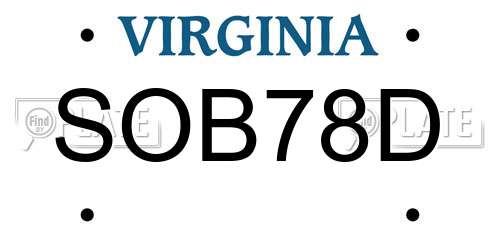 SOB78D Virginia License Plate