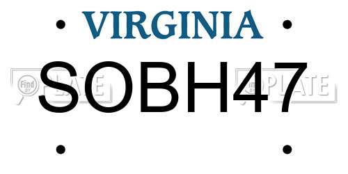 SOBH47 Virginia License Plate