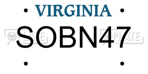 SOBN47 Virginia License Plate