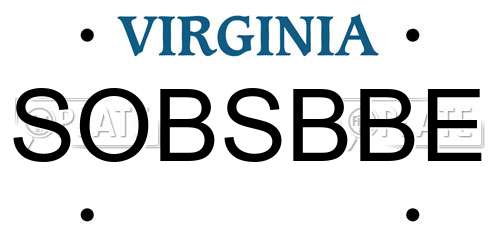 SOBSBBE Virginia License Plate