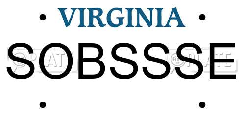 SOBSSSE Virginia License Plate