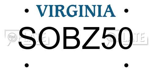 SOBZ50 Virginia License Plate
