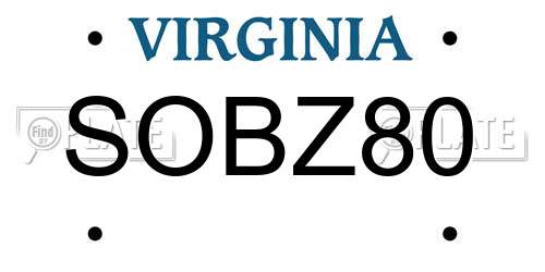 SOBZ80 Virginia License Plate