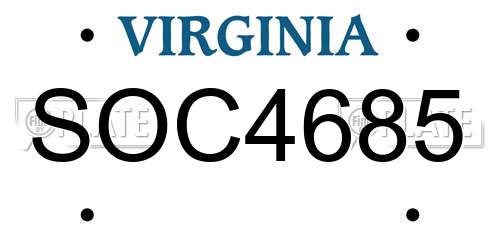 SOC4685 Virginia License Plate