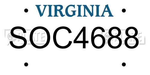 SOC4688 Virginia License Plate