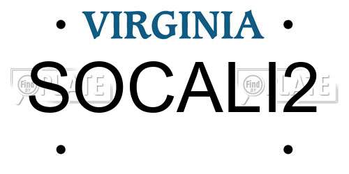 SOCALI2 Virginia License Plate