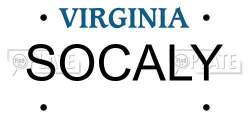 SOCALY Virginia License Plate