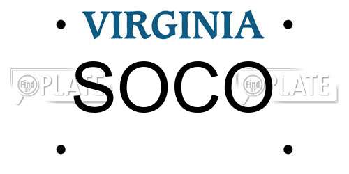 SOCO Virginia License Plate