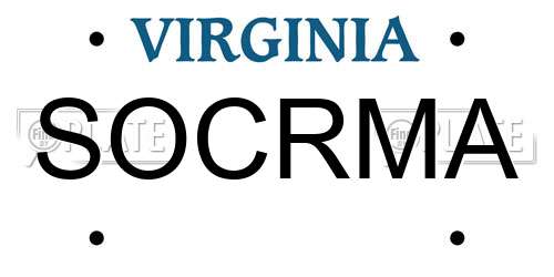 SOCRMA Virginia License Plate