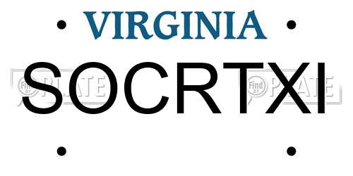 SOCRTXI Virginia License Plate