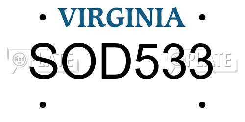 SOD533 Virginia License Plate