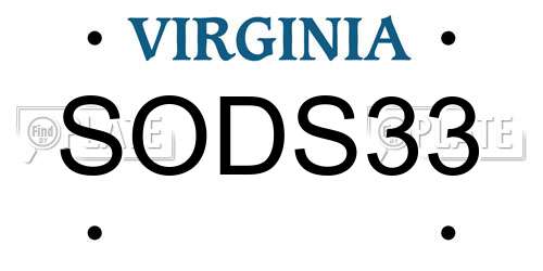 SODS33 Virginia License Plate