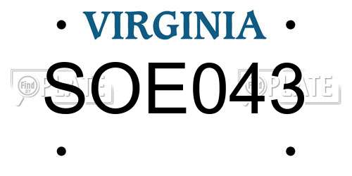 SOE043 Virginia License Plate