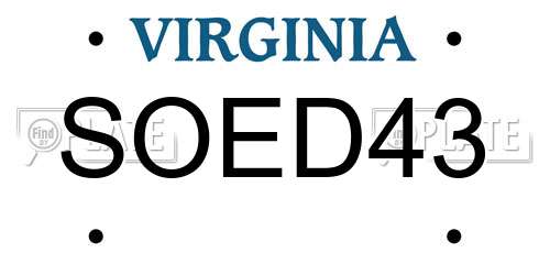 SOED43 Virginia License Plate