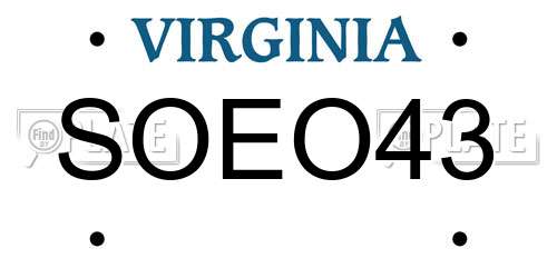SOEO43 Virginia License Plate