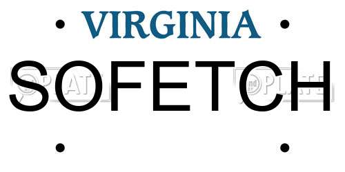 SOFETCH Virginia License Plate