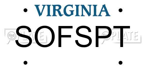 SOFSPT Virginia License Plate