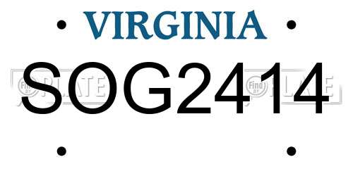 SOG2414 Virginia License Plate