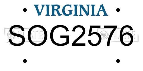 SOG2576 Virginia License Plate