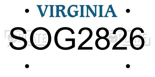 SOG2826 Virginia License Plate