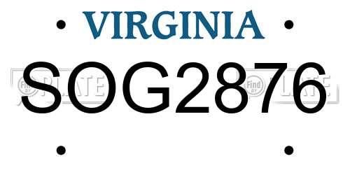 SOG2876 Virginia License Plate