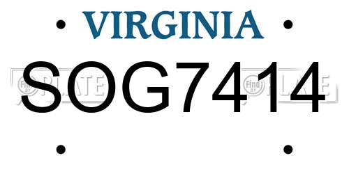 SOG7414 Virginia License Plate