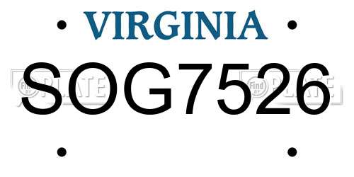 SOG7526 Virginia License Plate