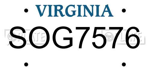 SOG7576 Virginia License Plate