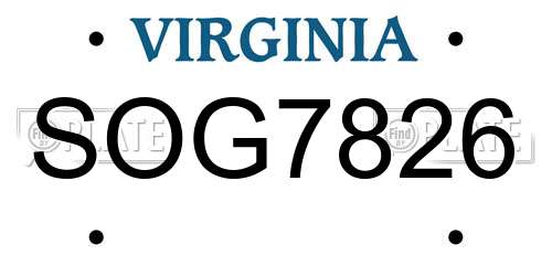 SOG7826 Virginia License Plate