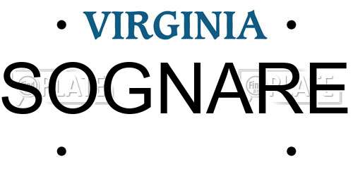 SOGNARE Virginia License Plate