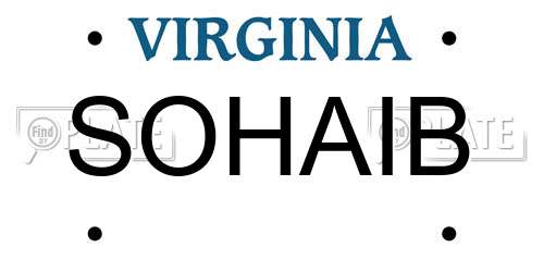 SOHAIB Virginia License Plate