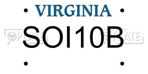 SOI10B Virginia License Plate