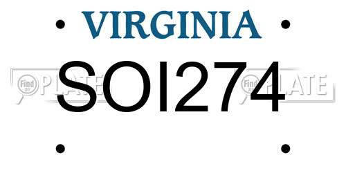 SOI274 Virginia License Plate