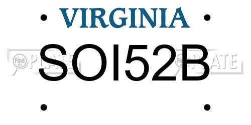 SOI52B Virginia License Plate