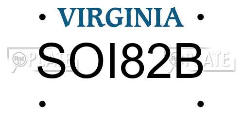 SOI82B Virginia License Plate