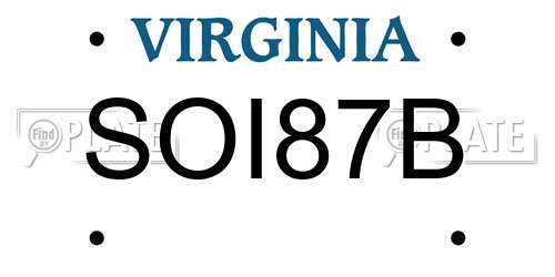 SOI87B Virginia License Plate