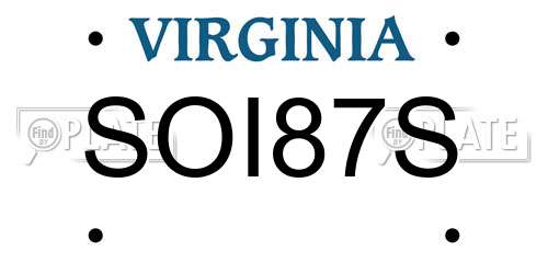 SOI87S Virginia License Plate