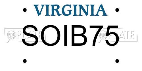 SOIB75 Virginia License Plate