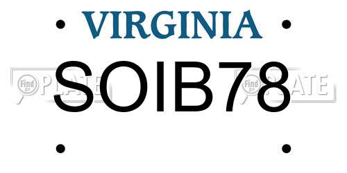 SOIB78 Virginia License Plate