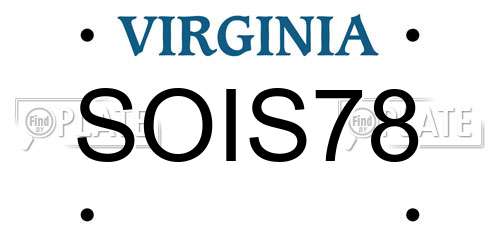 SOIS78 Virginia License Plate
