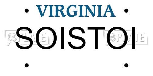 SOISTOI Virginia License Plate