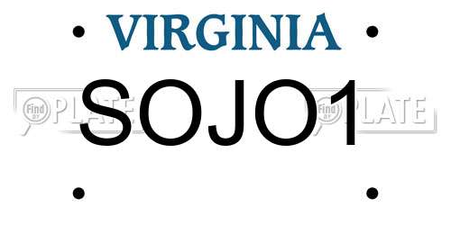 SOJO1 Virginia License Plate