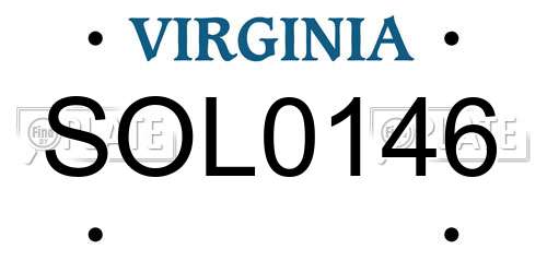 SOL0146 Virginia License Plate