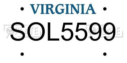 SOL5599 Virginia License Plate