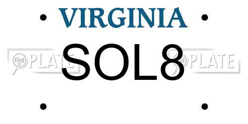 SOL8 Virginia License Plate