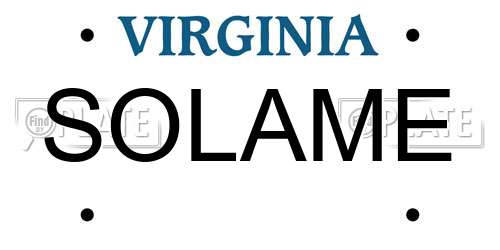 SOLAME Virginia License Plate