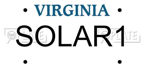SOLAR1 Virginia License Plate