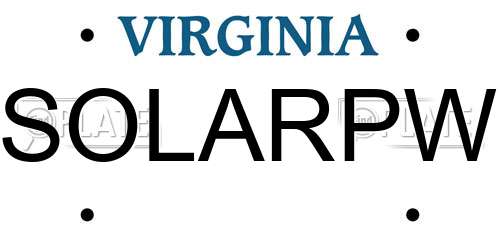 SOLARPW Virginia License Plate