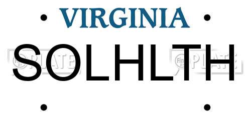 SOLHLTH Virginia License Plate