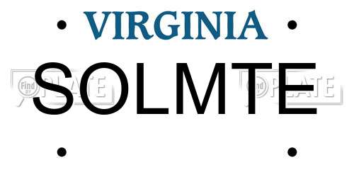 SOLMTE Virginia License Plate